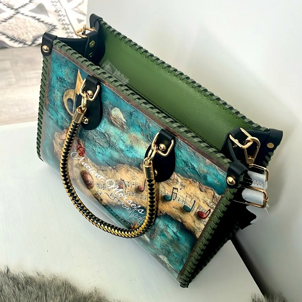 *SOLD* CHiP Bags modern style journey mountains ancient map compass tote purse - Picture 4 of 15
